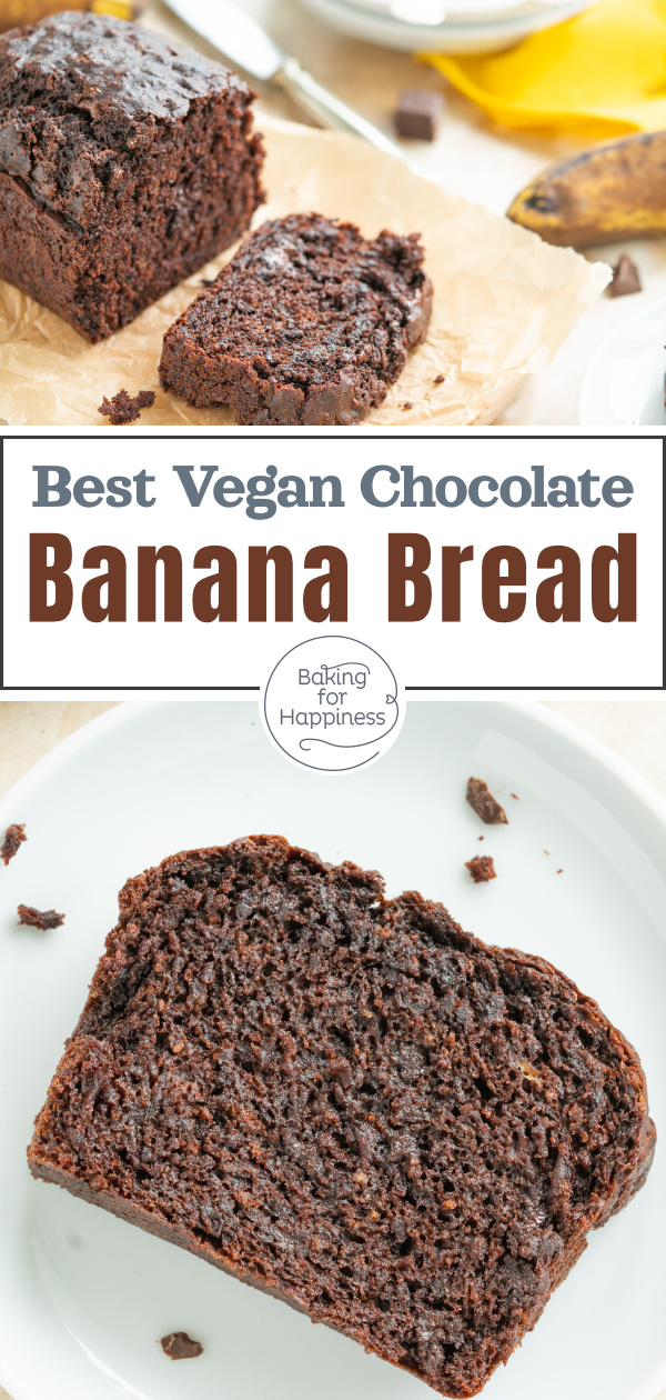 It's incredibly chocolatey and moist - even though this easy vegan chocolate banana bread doesn't use eggs, butter, milk, and co!