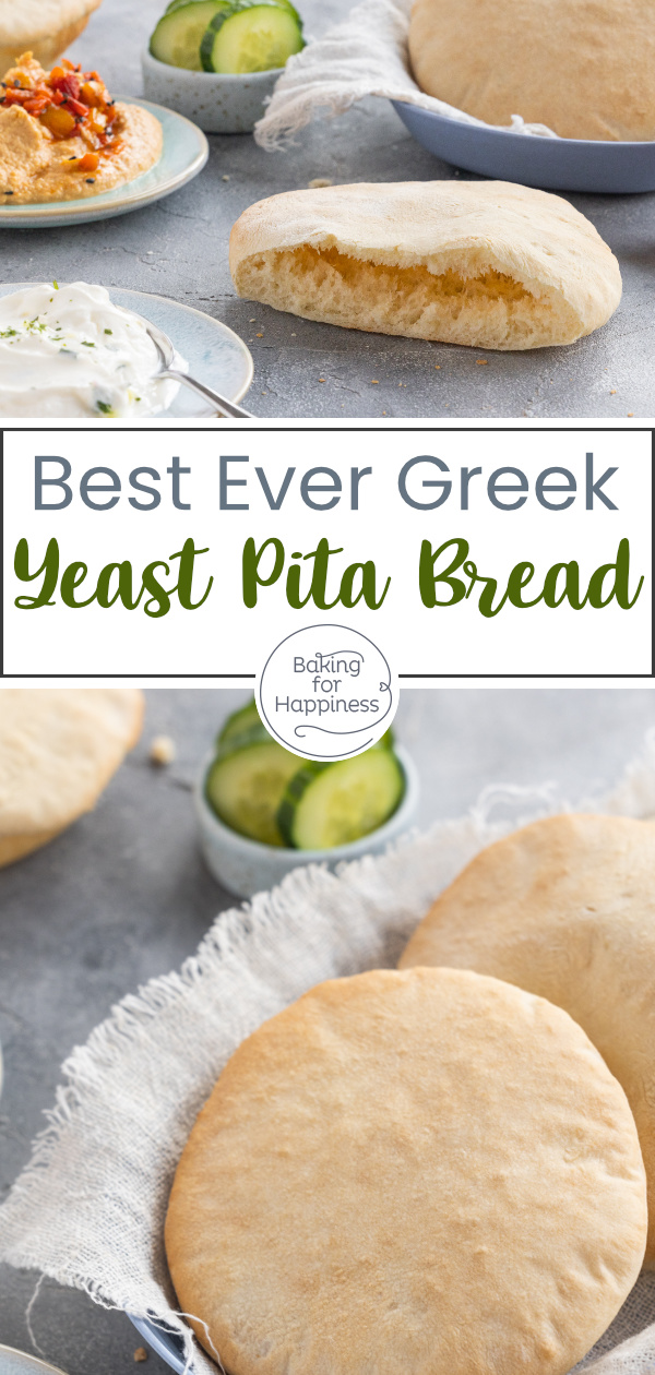 Delicious pita bread from Greece and the Middle East: Perfect as a bread bag to fill or as a side dish with dips and salads.