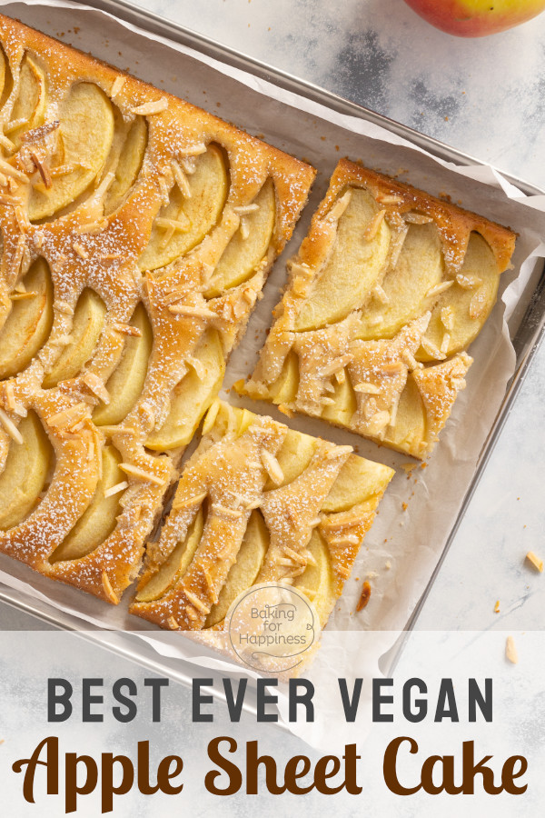 This easy vegan apple pie from the baking sheet without egg, butter, and milk tastes delicious. Easy, moist, fast: Test it right away!