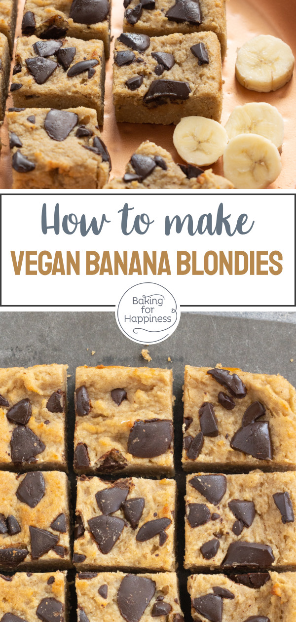 These vegan banana blondies without sugar, egg and flour are simply delicious. Delightfully fudgy and super easy to make.