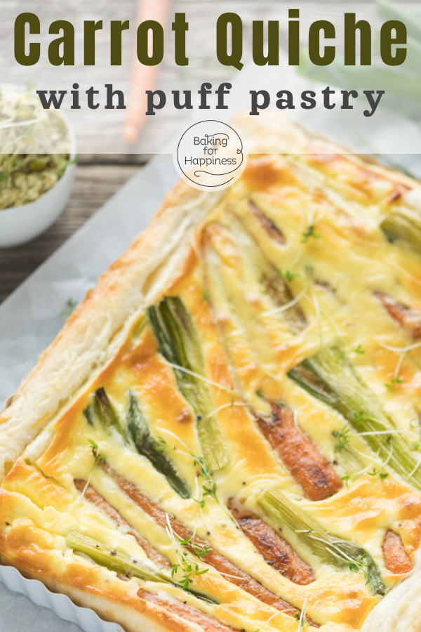 Fancy a delicious carrot quiche with puff pastry, veggies and Co? This is the perfect savory springtime tart!
