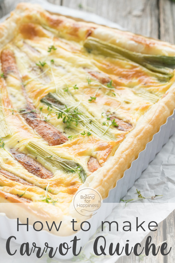 Fancy a delicious carrot quiche with puff pastry, veggies and Co? This is the perfect savory springtime tart!