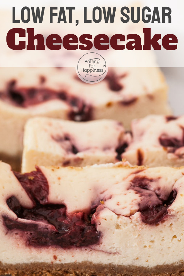 Craving creamy low fat cheesecake with fewer calories? This low sugar, healthier cheesecake with cookie crumb base tastes delicious.