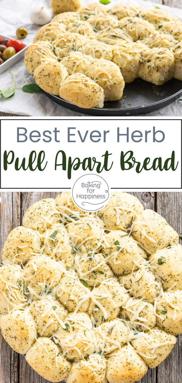 This pull apart bread with herb butter is the perfect side dish for barbecues & parties. Test out the yeast herb butter bread right away!