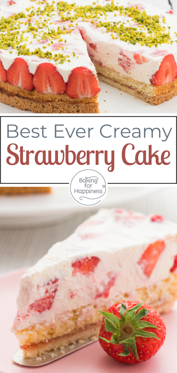 This is an easy strawberry cream pie recipe with mascarpone cream. A dream of strawberries, cream, shortcrust pastry and sponge cake.