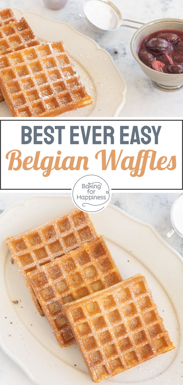 The best quick recipe for original Belgian waffles: They are crispy outside & fluffy inside. Best to test right away!