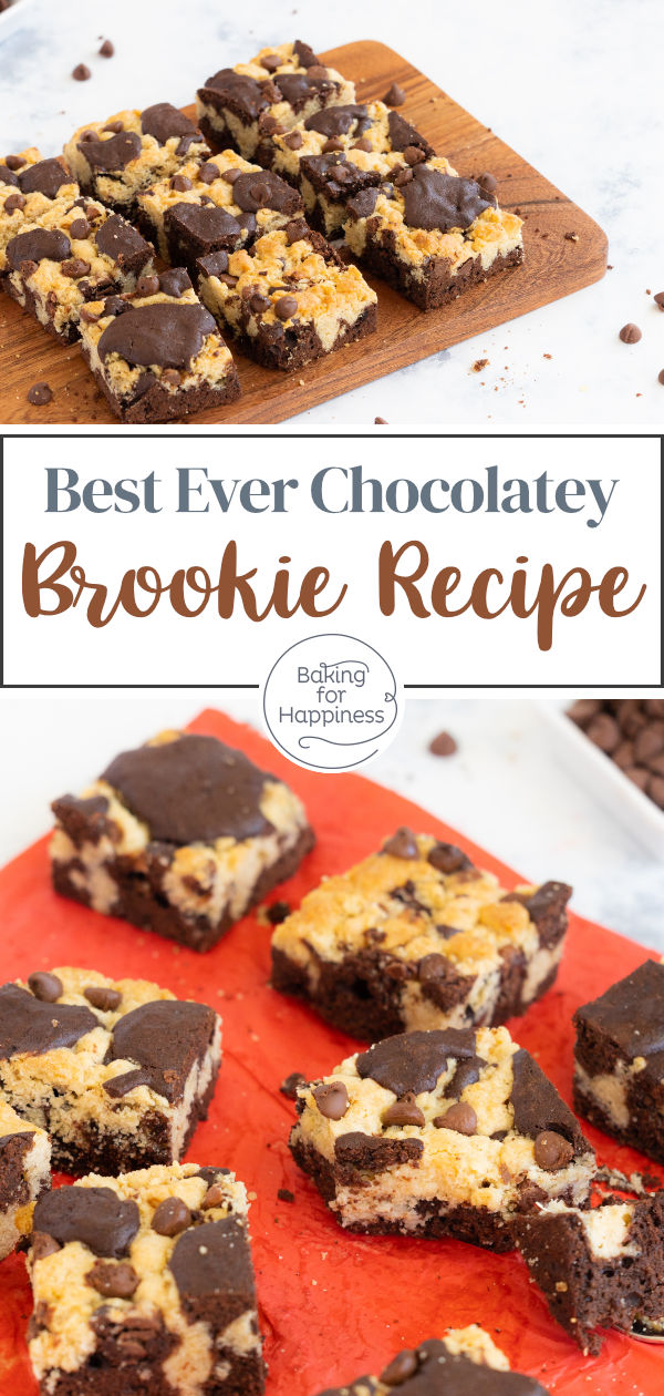 This brookies combo (brownie batter and cookie topping) combines the best of both worlds: chocolaty, chewy, crunchy.