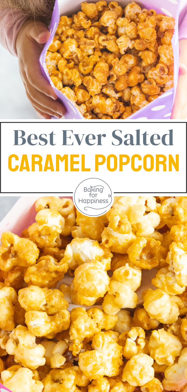 This is an easy recipe for ingenious salted caramel popcorn like in the cinema. The perfect snack for cozy evenings.