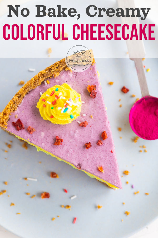 This colorful cheesecake without baking tastes heavenly and always hits the spot. Try it right away! It's a real eye-catcher.