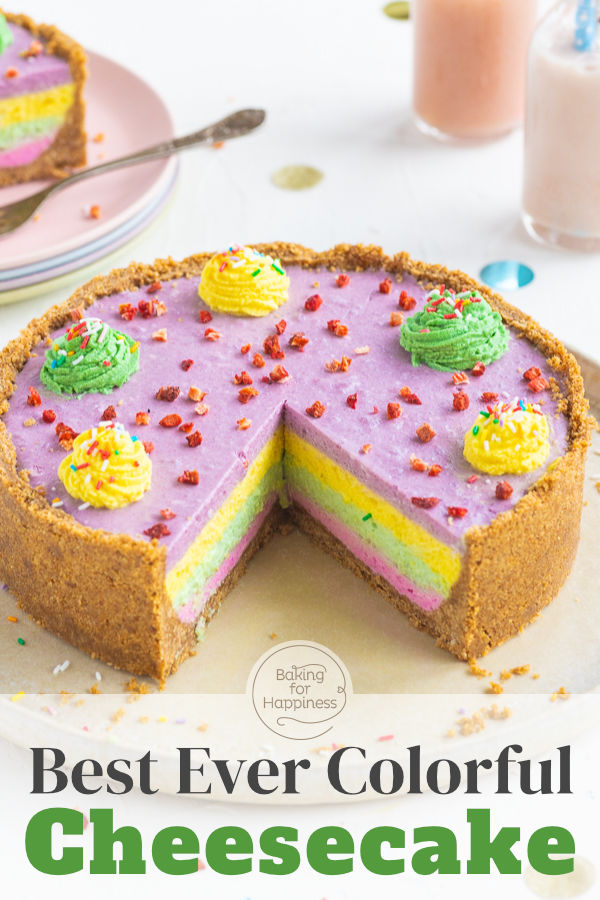 This colorful cheesecake without baking tastes heavenly and always hits the spot. Try it right away! It's a real eye-catcher.