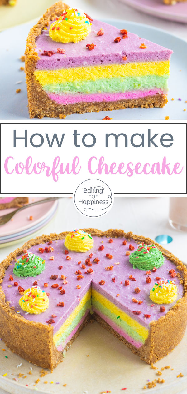This colorful cheesecake without baking tastes heavenly and always hits the spot. Try it right away! It's a real eye-catcher.