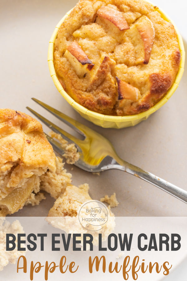 Easy, moist low carb apple muffins with cinnamon - high protein, glutenfree, sugarfree and so delicious! Just try them.