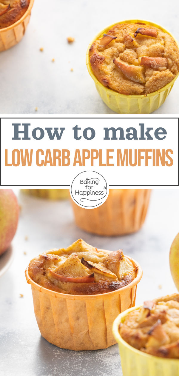 Easy, moist low carb apple muffins with cinnamon - high protein, glutenfree, sugarfree and so delicious! Just try them.