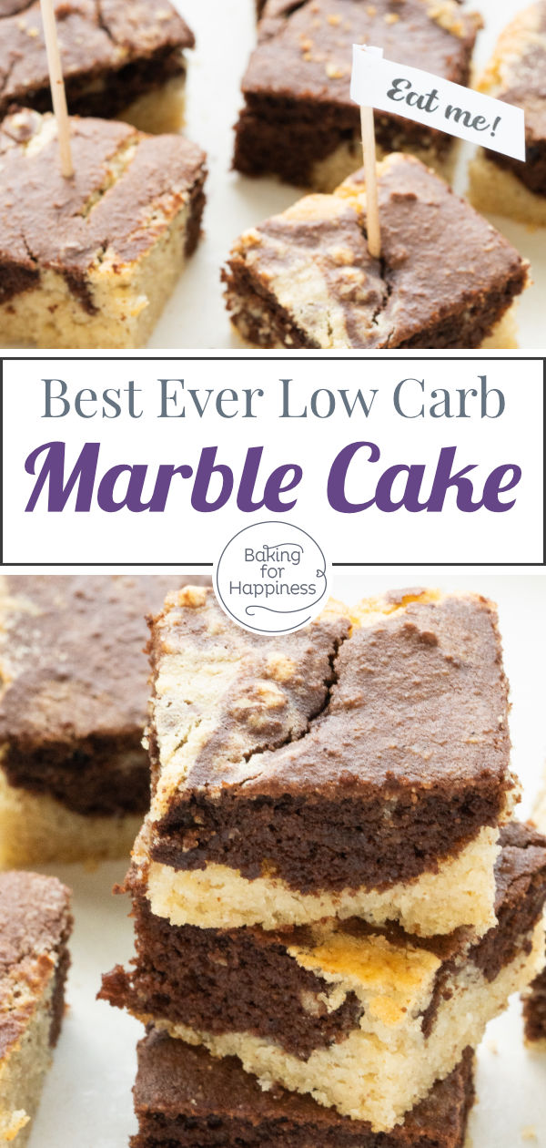 A low carb marble cake can be this moist and delicious without sugar, flour, butter or oil: Incredible and not complicated at all!